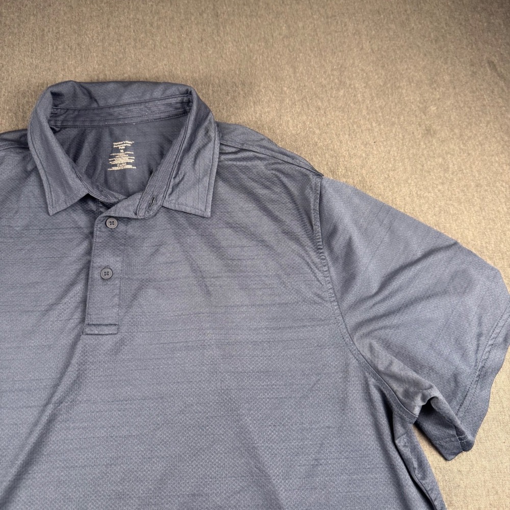 Members Mark Performance Polo Mens XL Gray‎ Textured Short Sleeve Golf Shirt
